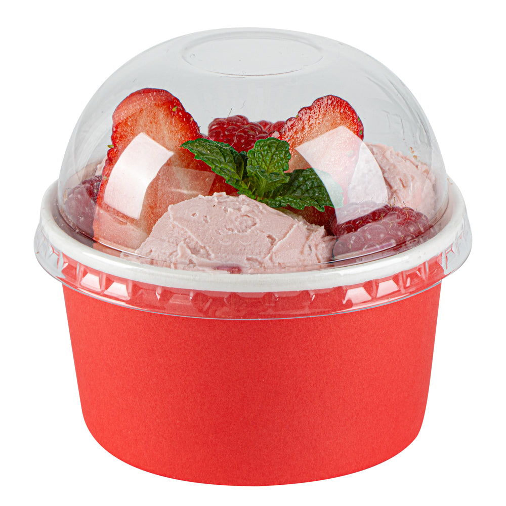 Coppetta Round Clear Plastic To Go Cup Dome Lid - Fits 8 oz - 50 count box