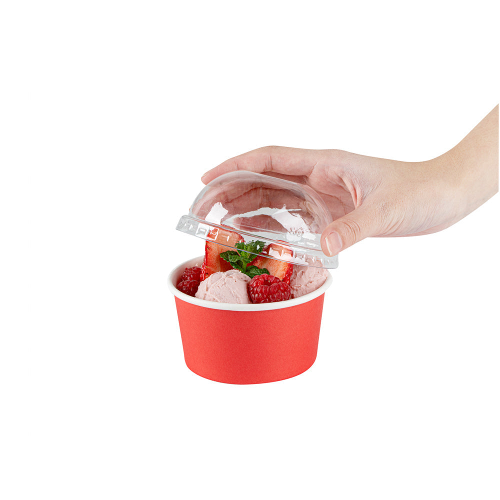 Coppetta Round Clear Plastic To Go Cup Dome Lid - Fits 8 oz - 50 count box