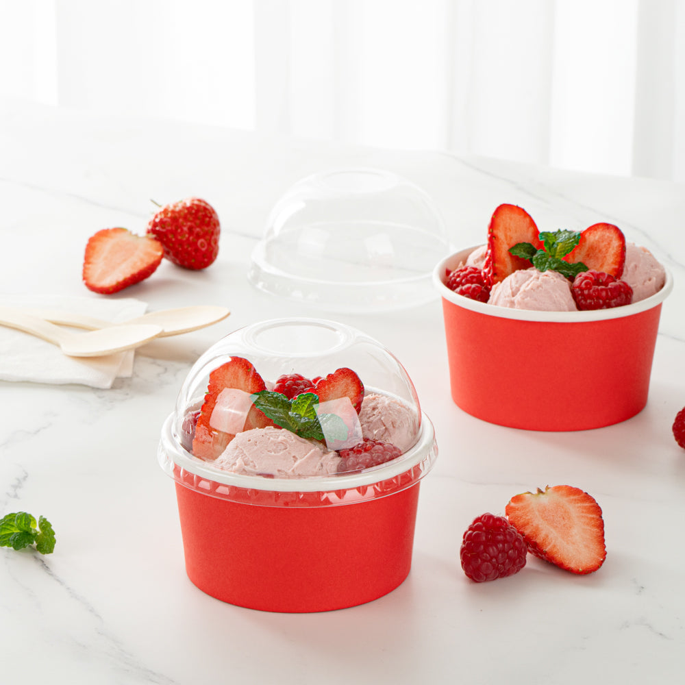 Coppetta Round Clear Plastic To Go Cup Dome Lid - Fits 8 oz - 50 count box