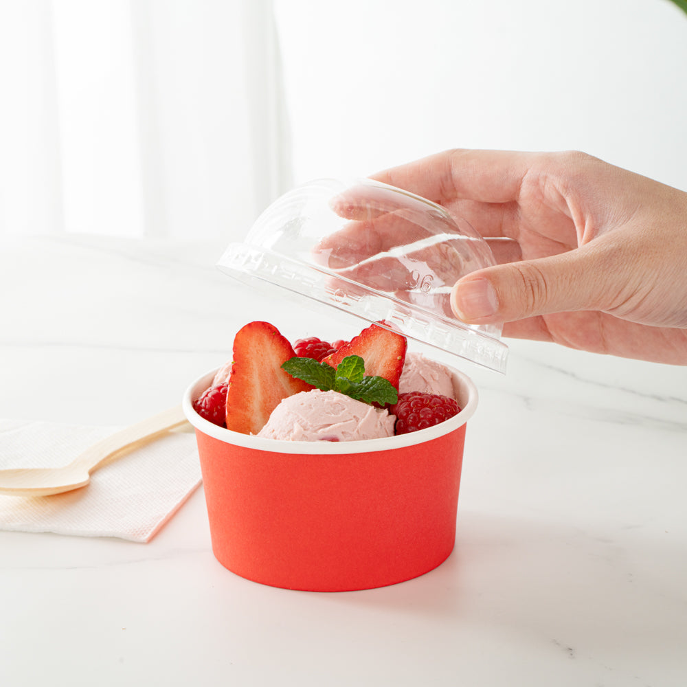 Coppetta Round Clear Plastic To Go Cup Dome Lid - Fits 8 oz - 50 count box