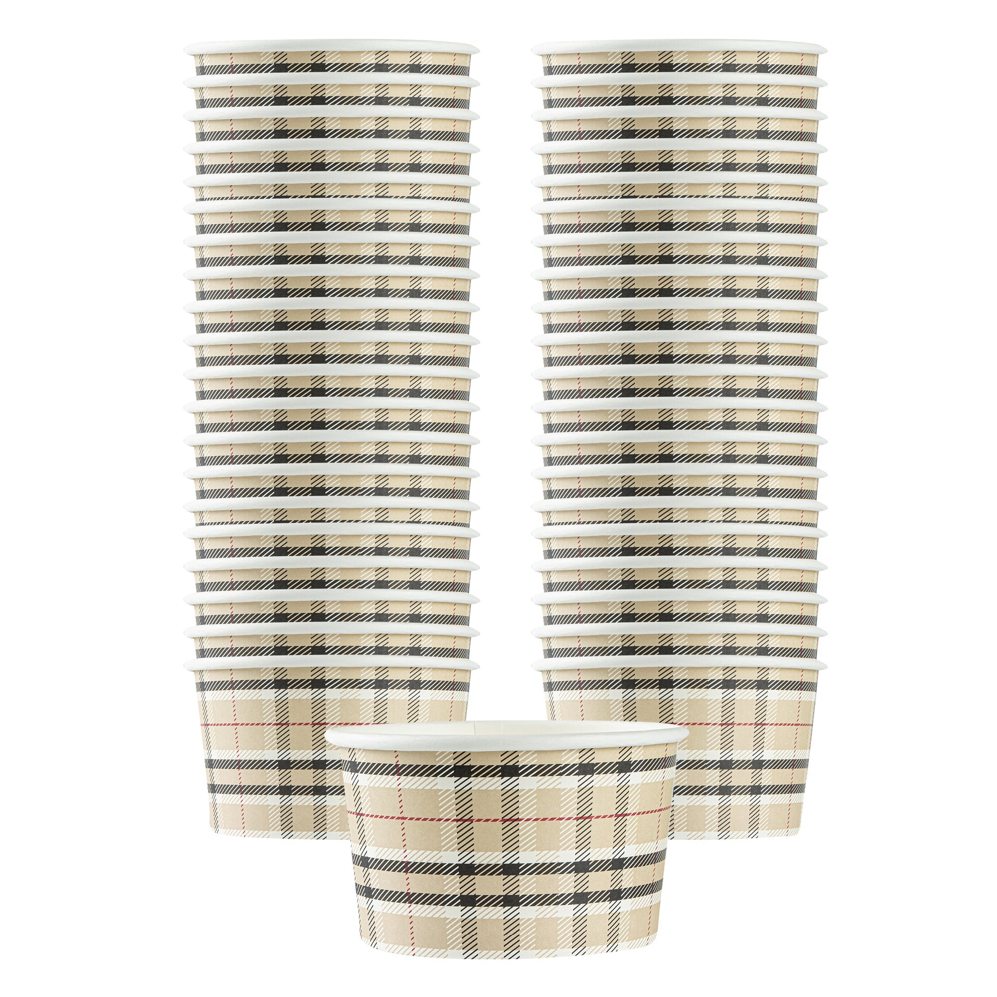 Coppetta 12 oz Round Plaid Paper To Go Cup - 4" x 4" x 2 1/4" - 50 count box