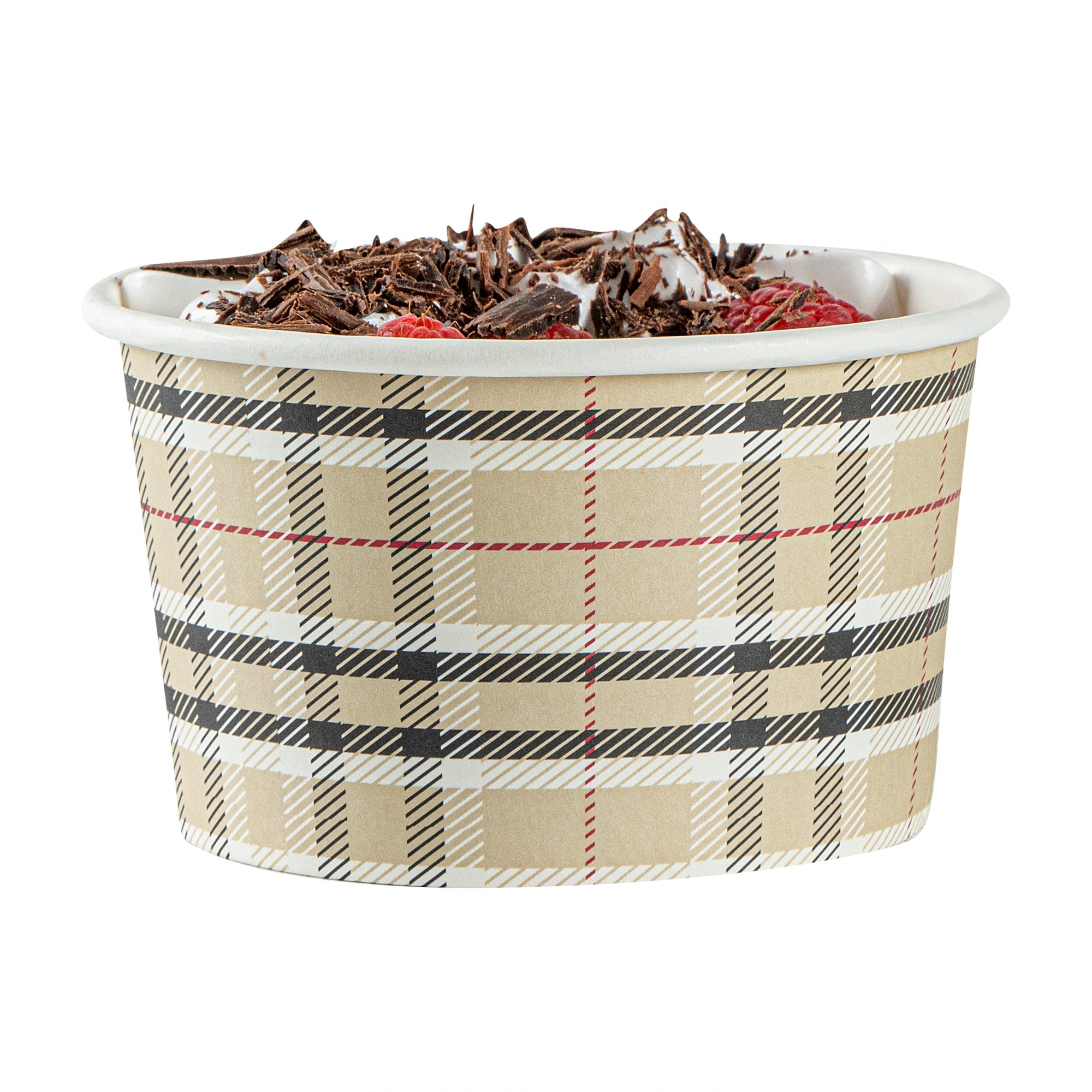Coppetta 12 oz Round Plaid Paper To Go Cup - 4" x 4" x 2 1/4" - 200 count box