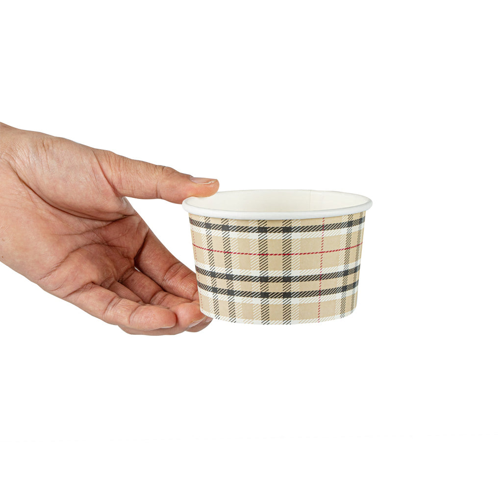 Coppetta 12 oz Round Plaid Paper To Go Cup - 4" x 4" x 2 1/4" - 200 count box