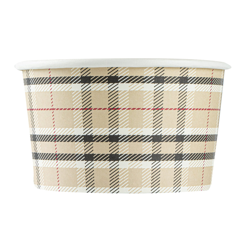 Coppetta 12 oz Round Plaid Paper To Go Cup - 4" x 4" x 2 1/4" - 200 count box