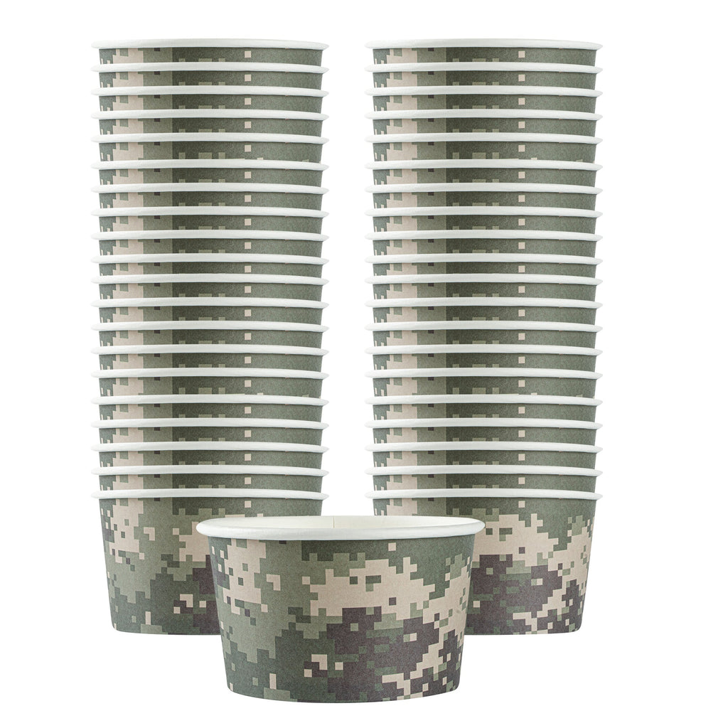 Coppetta 12 oz Round Camouflage Paper To Go Cup - 4" x 4" x 2 1/4" - 50 count box