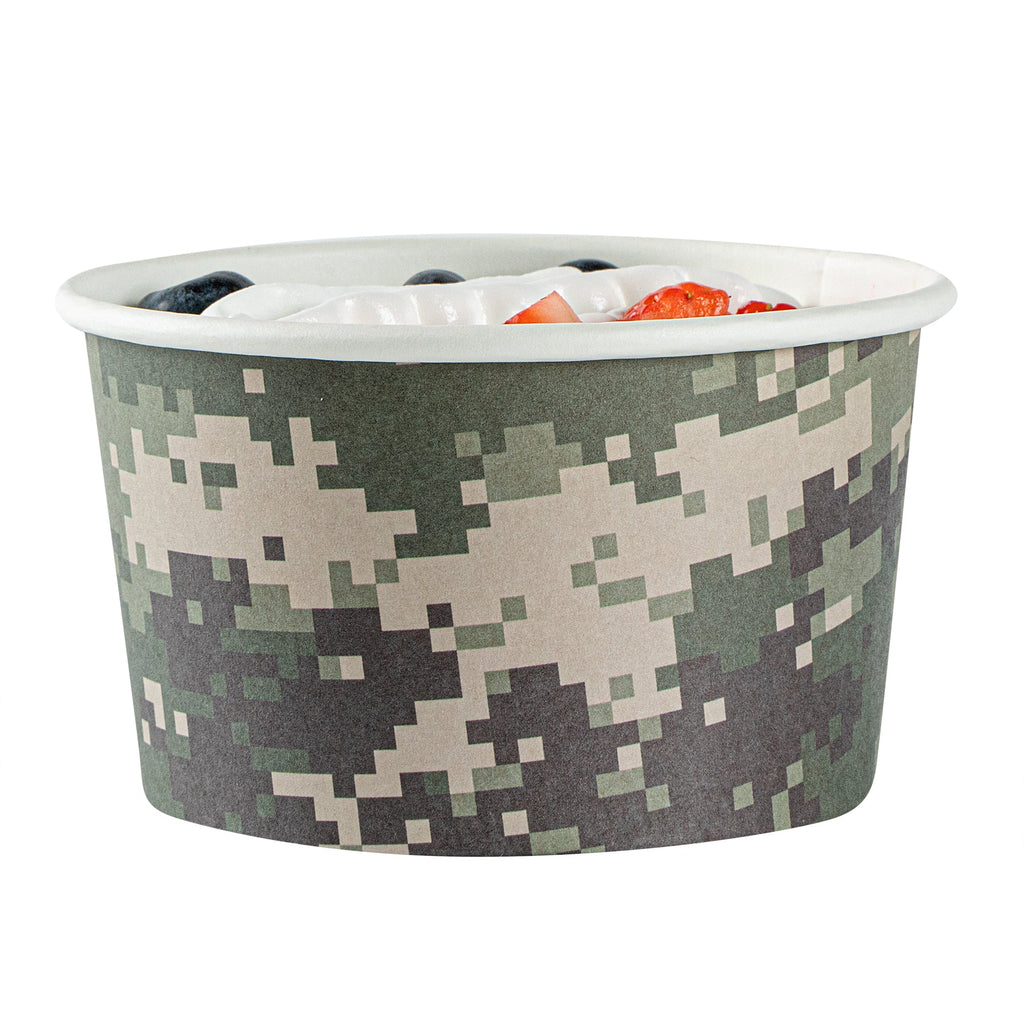 Coppetta 12 oz Round Camouflage Paper To Go Cup - 4" x 4" x 2 1/4" - 200 count box