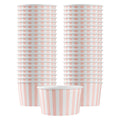 Coppetta 12 oz Round Pink and White Stripe Paper To Go Cup - 4" x 4" x 2 1/4" - 50 count box