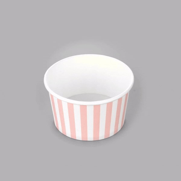 Coppetta 12 oz Round Pink and White Stripe Paper To Go Cup - 4" x 4" x 2 1/4" - 200 count box