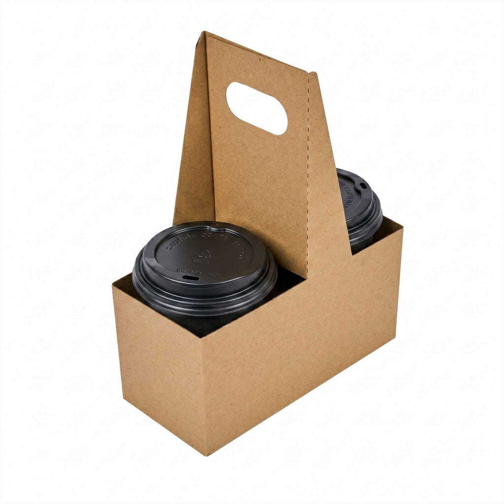 Restpresso Kraft Paper Altalena Drink Carrier - Fits 2 Cups - 7 1/4" x 3 1/2" x 9 1/4" - 100 count box