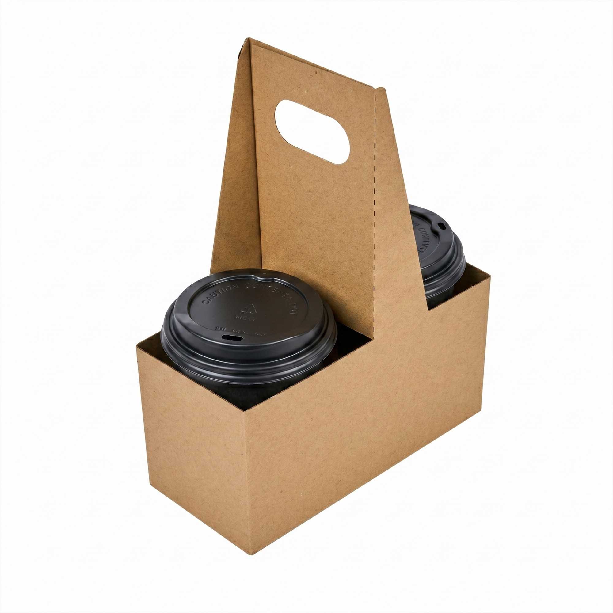 Restpresso Kraft Paper Altalena Drink Carrier - Fits 2 Cups - 7 1/4" x 3 1/2" x 9 1/4" - 100 count box