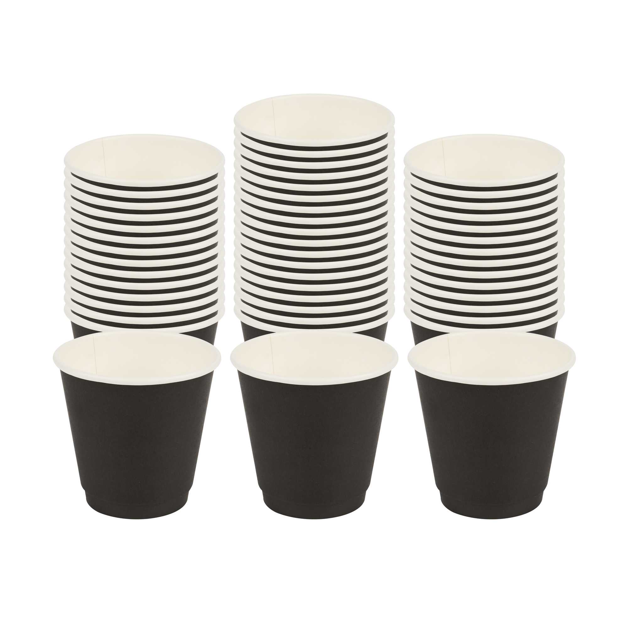 Restpresso 8 oz Black Paper Coffee Cup - Double Wall - 3 1/2" x 3 1/2" x 3 1/4" - 25 count box
