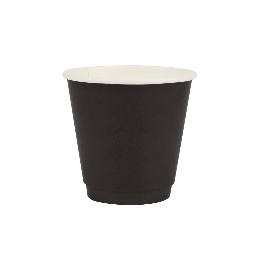 Restpresso 8 oz Black Paper Coffee Cup - Double Wall - 3 1/2" x 3 1/2" x 3 1/4" - 25 count box