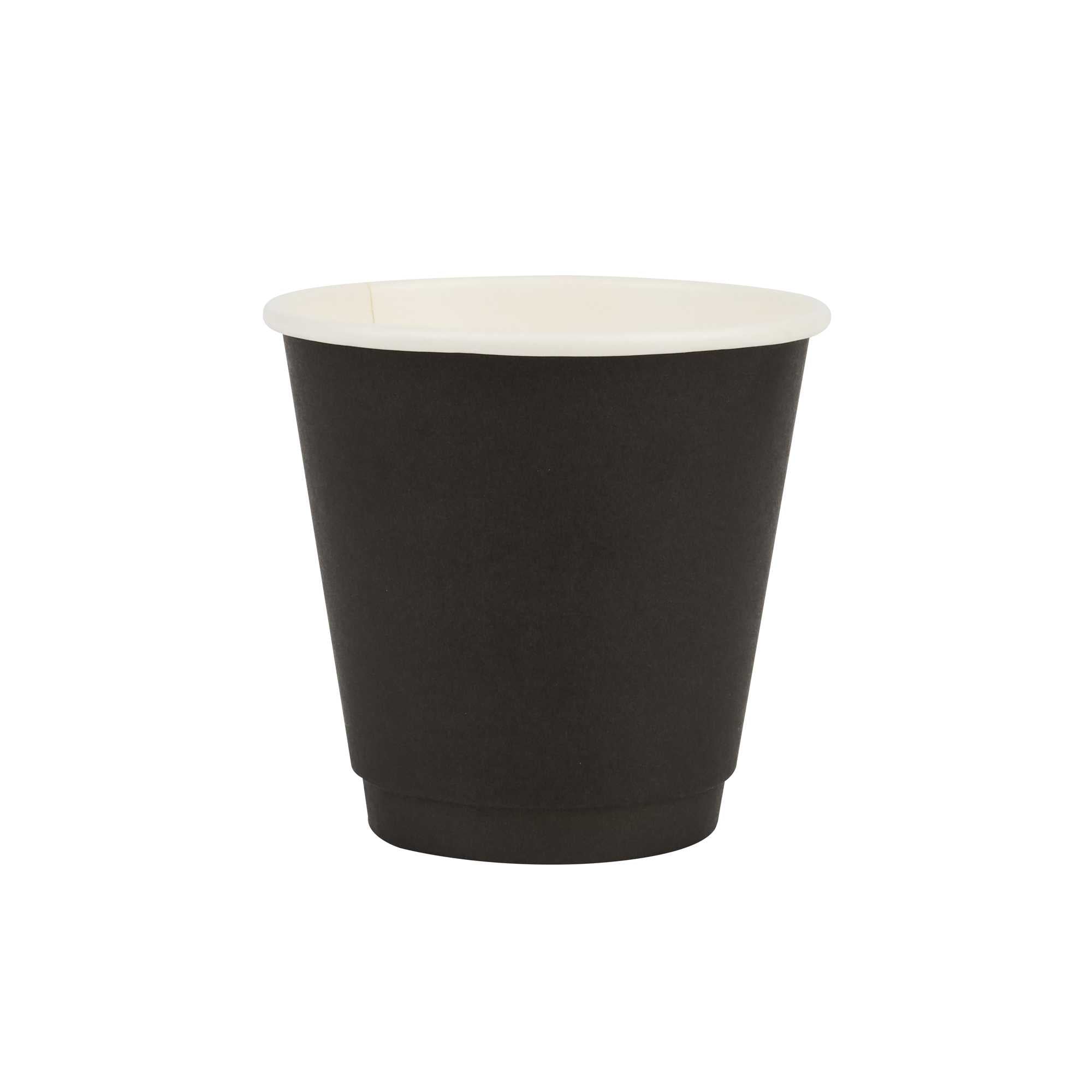 Restpresso 8 oz Black Paper Coffee Cup - Double Wall - 3 1/2" x 3 1/2" x 3 1/4" - 25 count box