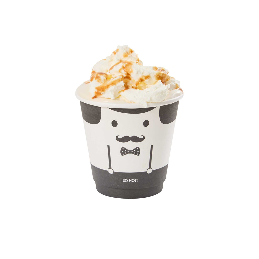 Restpresso 8 oz Monsieur Paper Coffee Cup - Double Wall - 3 1/2" x 3 1/2" x 3 1/4" - 25 count box