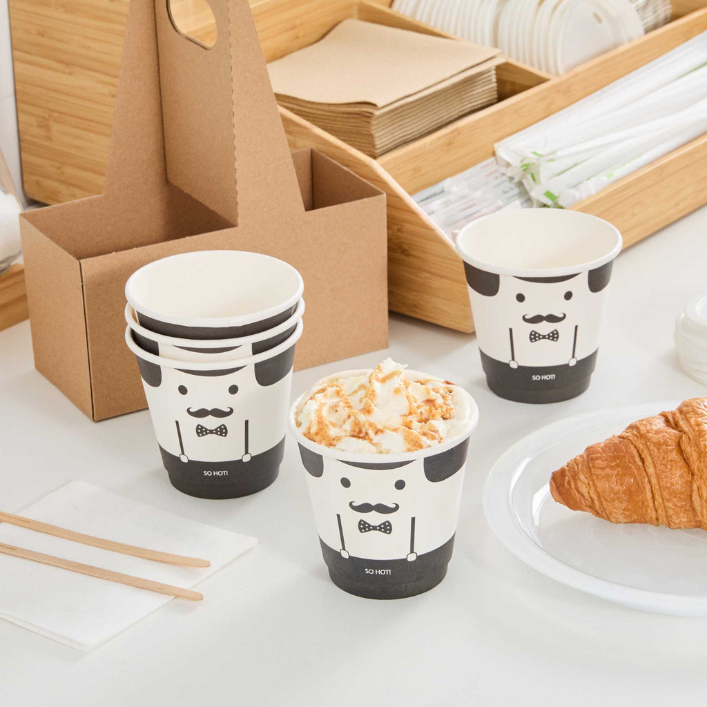 Restpresso 8 oz Monsieur Paper Coffee Cup - Double Wall - 3 1/2" x 3 1/2" x 3 1/4" - 25 count box