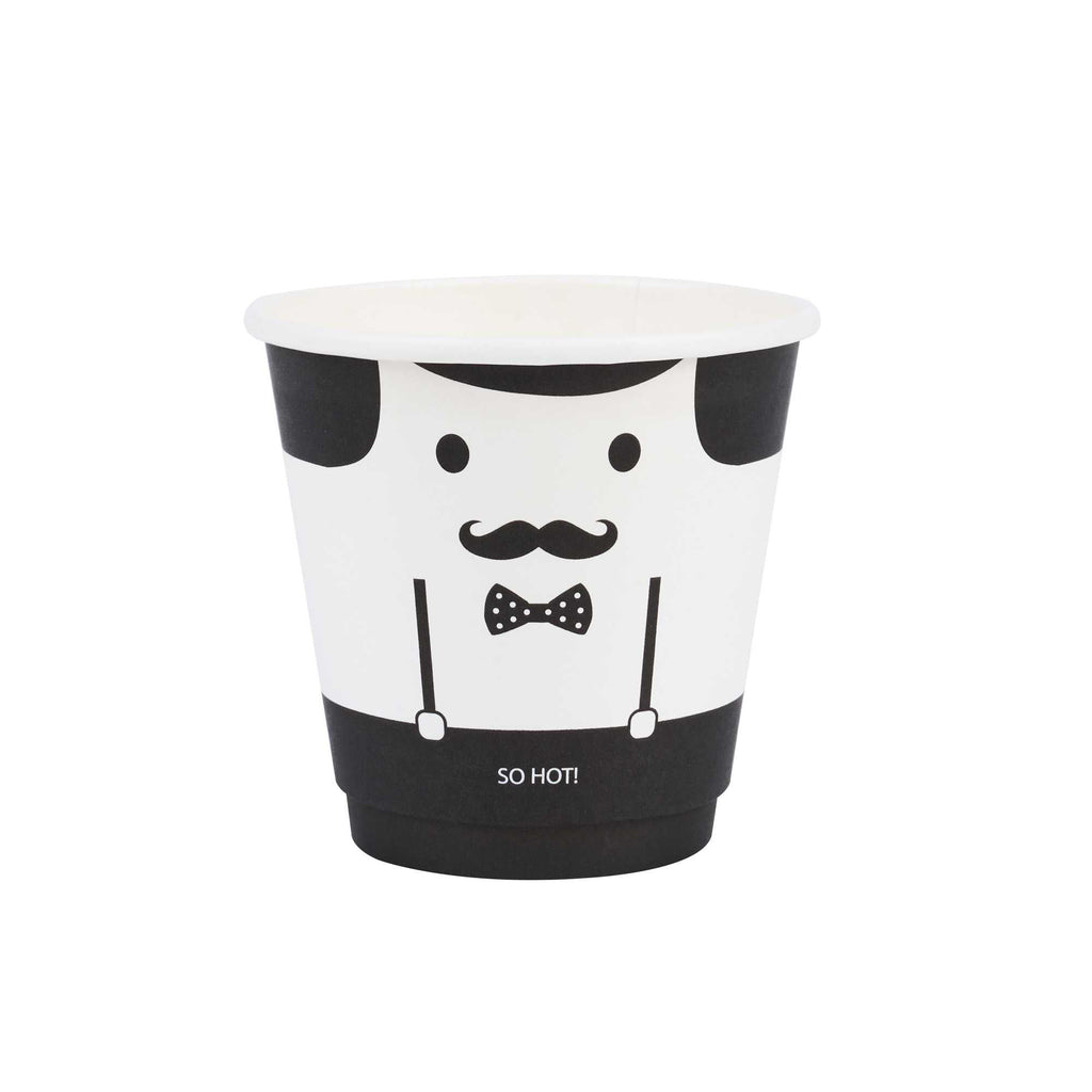 Restpresso 8 oz Monsieur Paper Coffee Cup - Double Wall - 3 1/2" x 3 1/2" x 3 1/4" - 25 count box