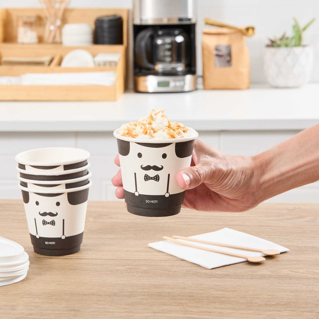 Restpresso 8 oz Monsieur Paper Coffee Cup - Double Wall - 3 1/2" x 3 1/2" x 3 1/4" - 25 count box