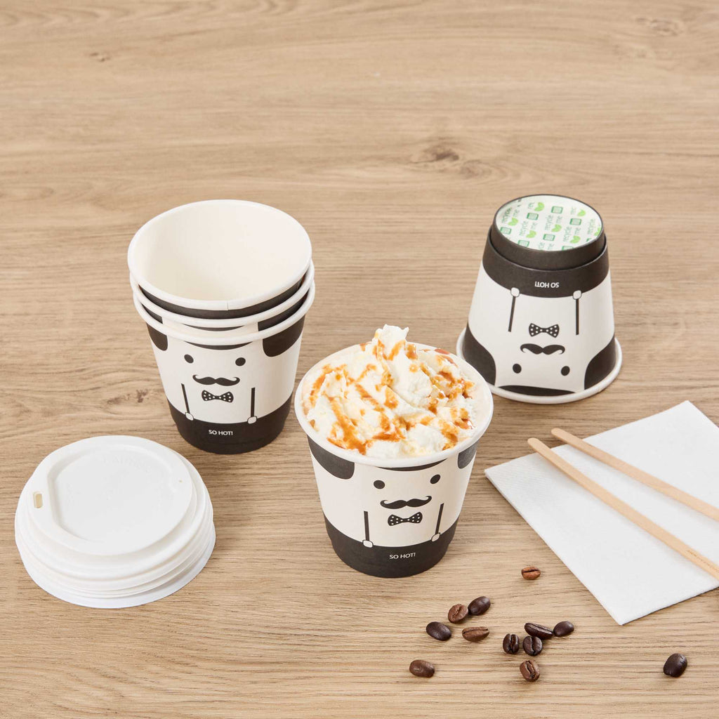 Restpresso 8 oz Monsieur Paper Coffee Cup - Double Wall - 3 1/2" x 3 1/2" x 3 1/4" - 25 count box