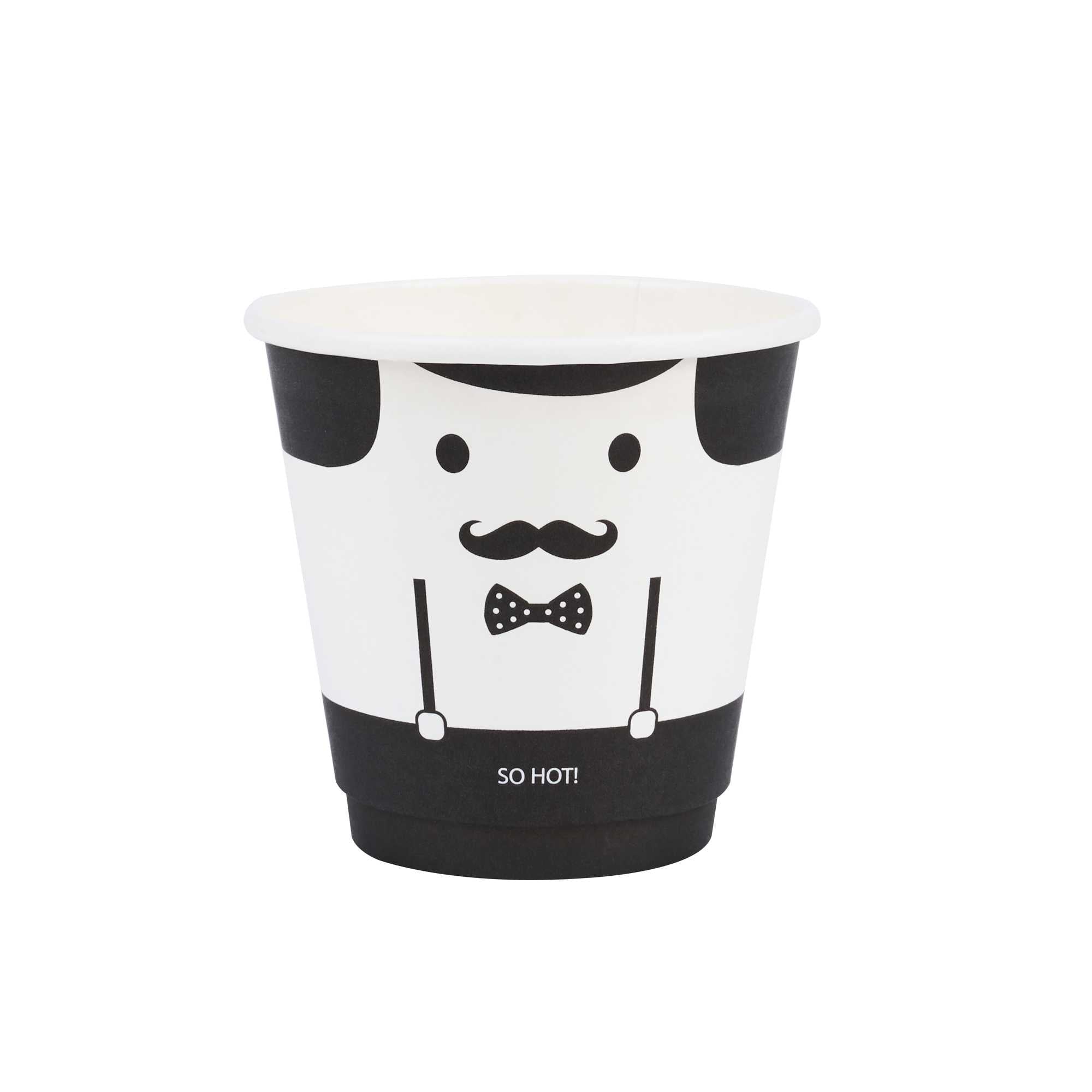 Restpresso 8 oz Monsieur Paper Coffee Cup - Double Wall - 3 1/2" x 3 1/2" x 3 1/4" - 500 count box