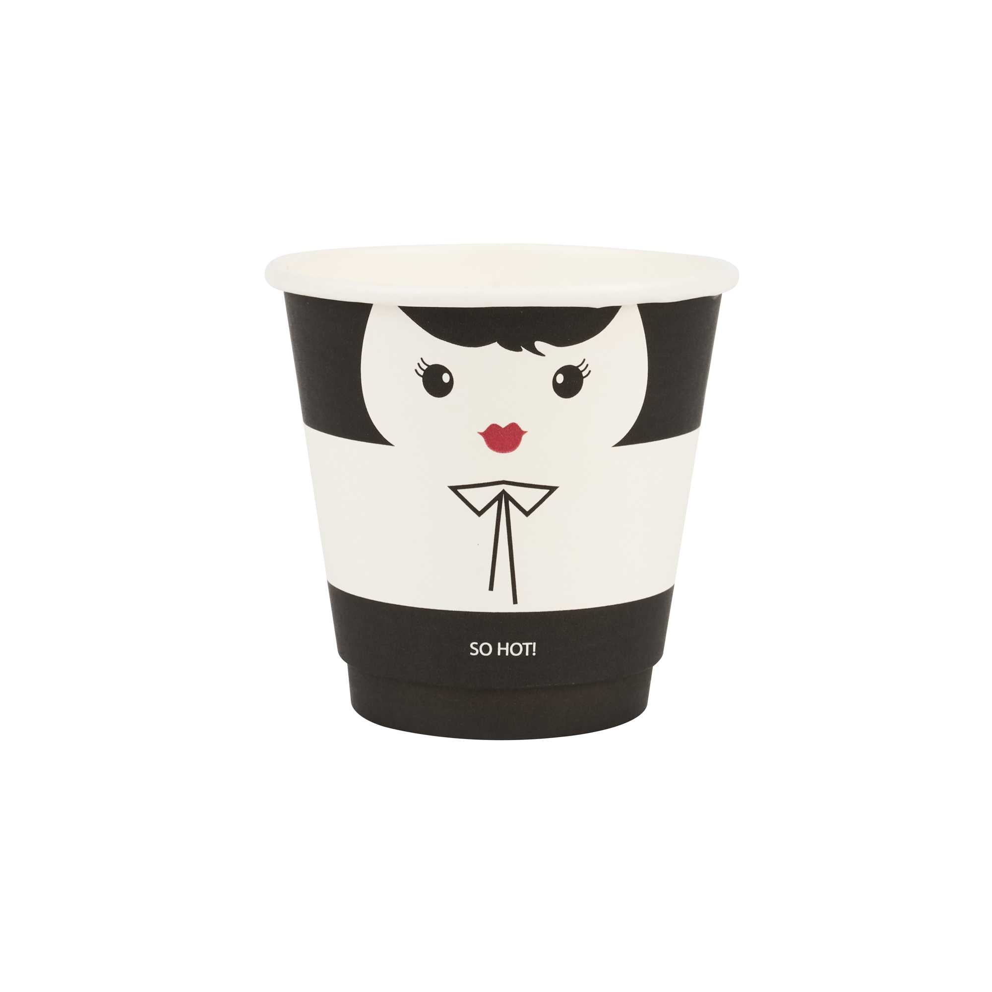 Restpresso 8 oz Madame Paper Coffee Cup - Double Wall - 3 1/2" x 3 1/2" x 3 1/4" - 25 count box