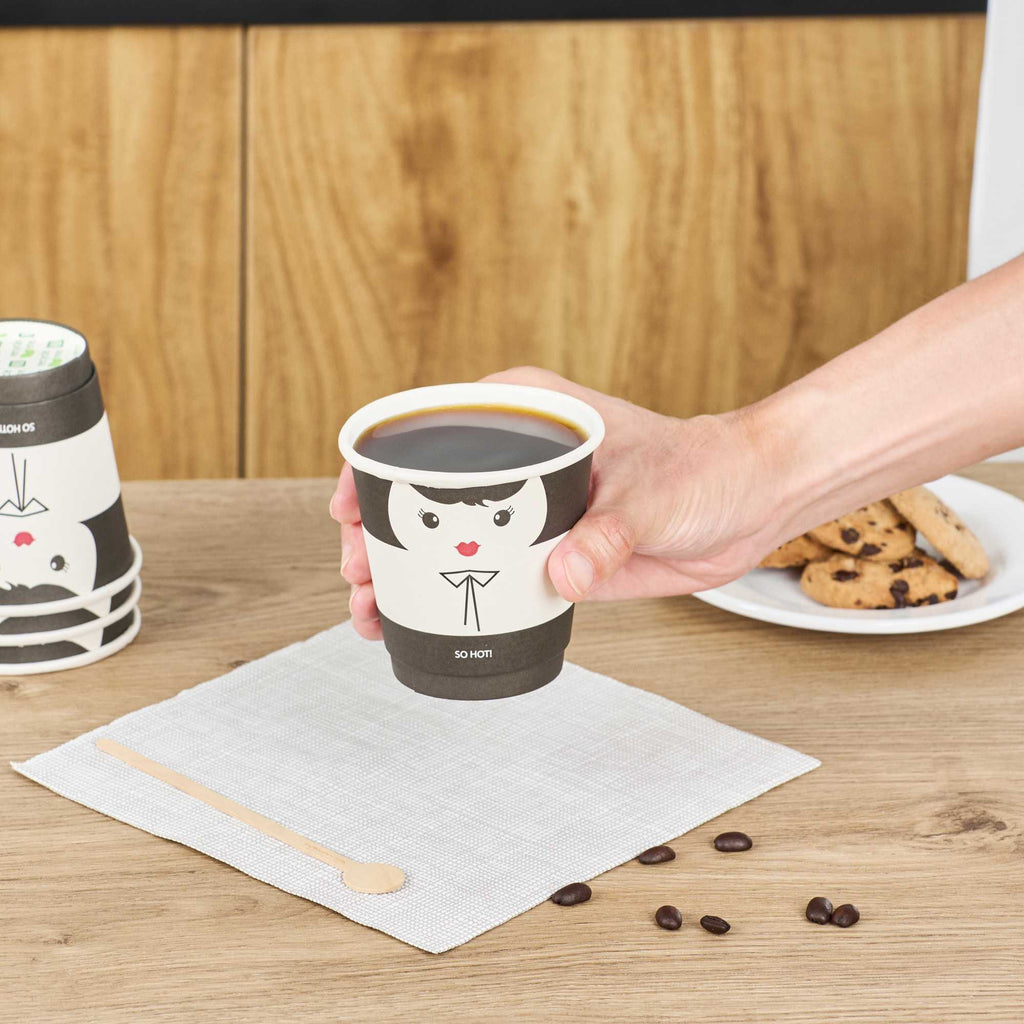 Restpresso 8 oz Madame Paper Coffee Cup - Double Wall - 3 1/2" x 3 1/2" x 3 1/4" - 25 count box