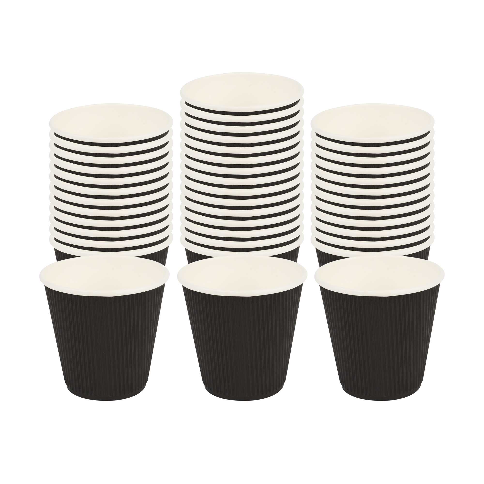 Restpresso 8 oz Black Paper Coffee Cup - Ripple Wall - 3 1/2" x 3 1/2" x 3 1/4" - 25 count box