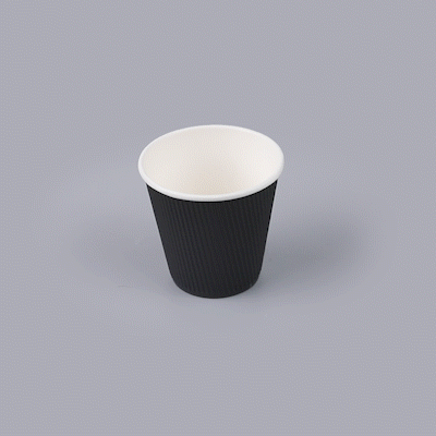 Restpresso 8 oz Black Paper Coffee Cup - Ripple Wall - 3 1/2" x 3 1/2" x 3 1/4" - 25 count box