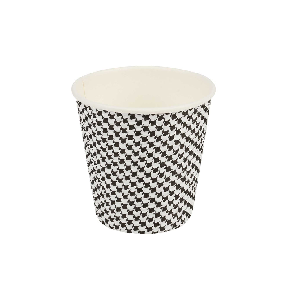 Restpresso 8 oz Houndstooth Paper Coffee Cup - Spiral Wall - 3 1/2" x 3 1/2" x 3 1/4" - 25 count box