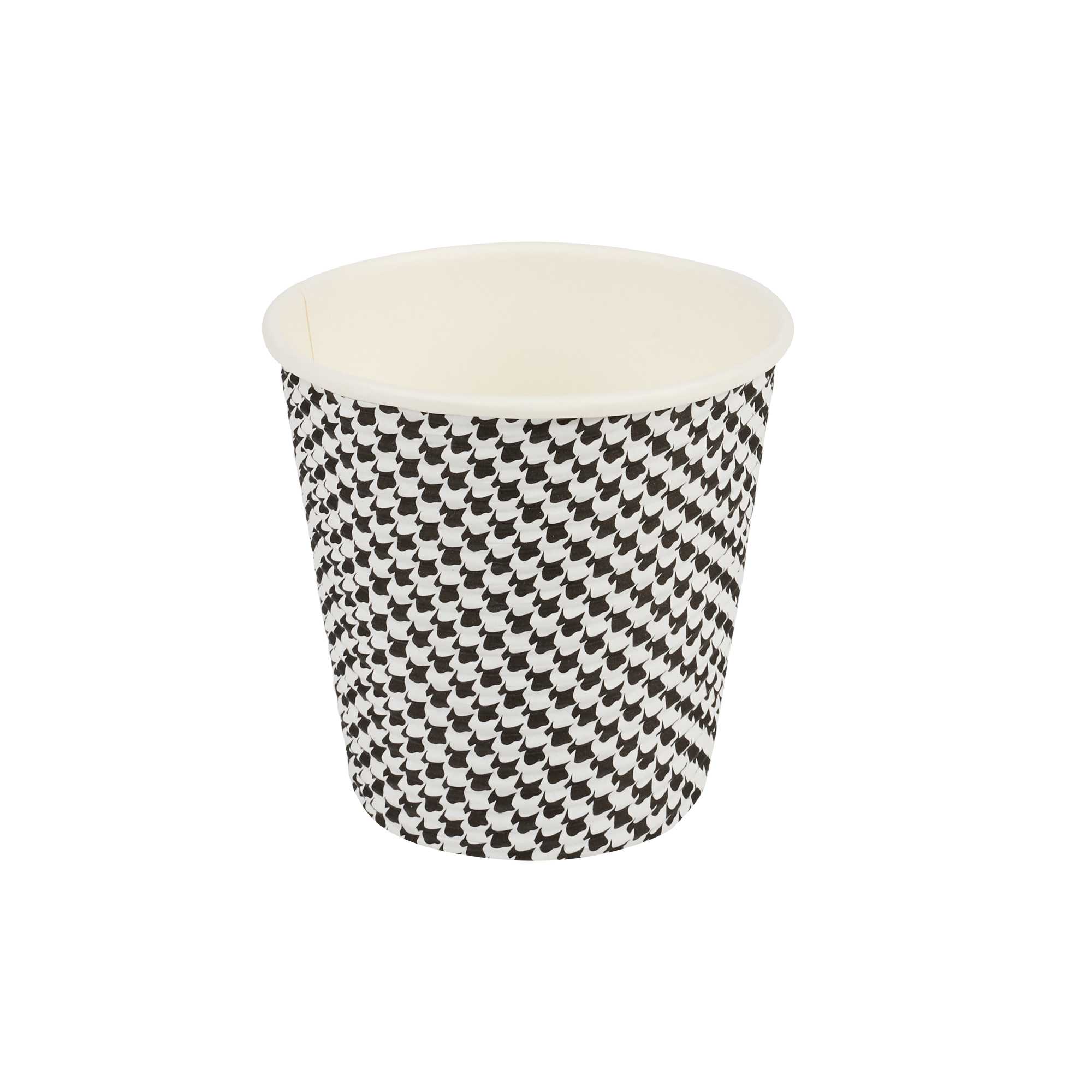 Restpresso 8 oz Houndstooth Paper Coffee Cup - Spiral Wall - 3 1/2" x 3 1/2" x 3 1/4" - 25 count box