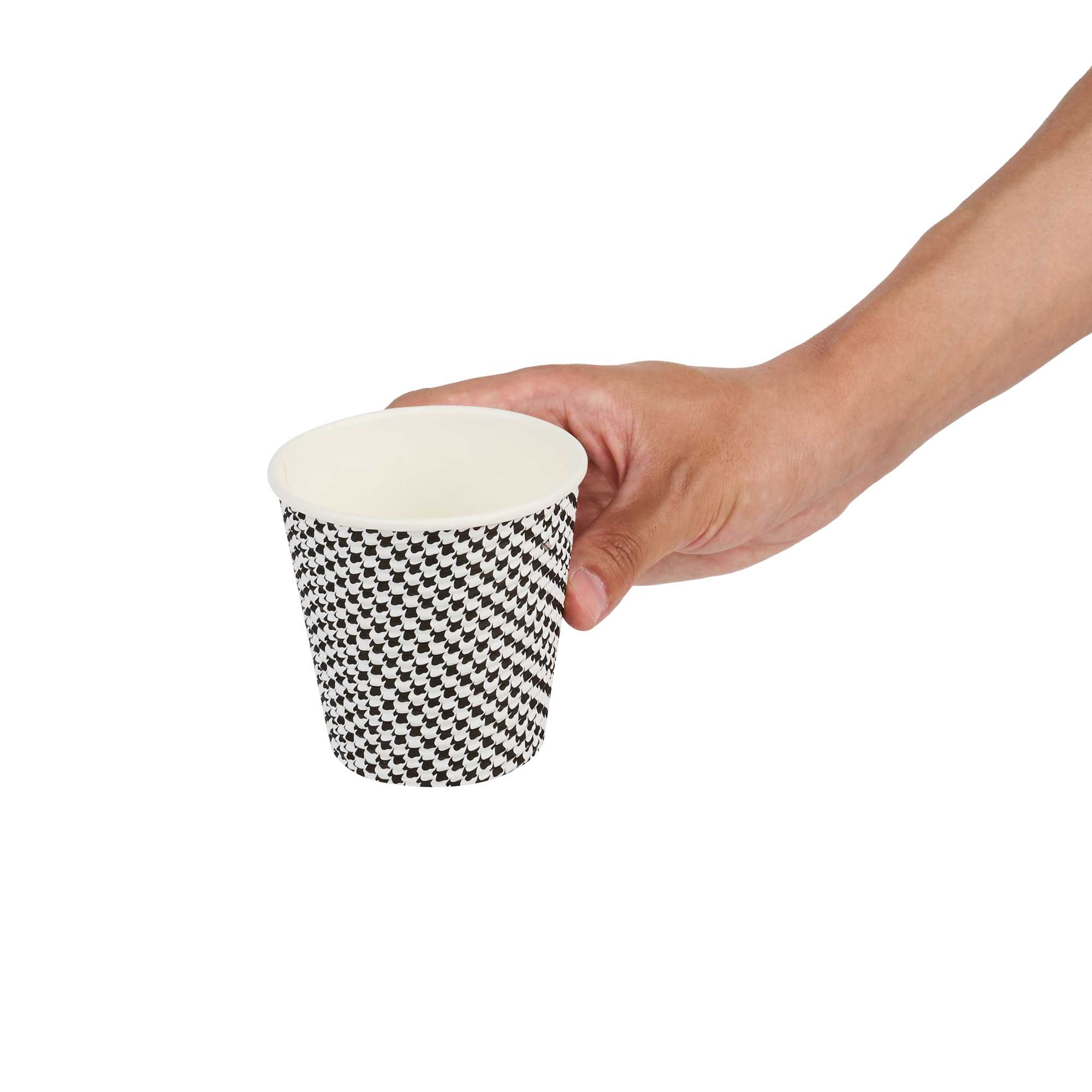 Restpresso 8 oz Houndstooth Paper Coffee Cup - Spiral Wall, Houndstooth - 3 1/2" x 3 1/2" x 3 1/4" - 500 count box