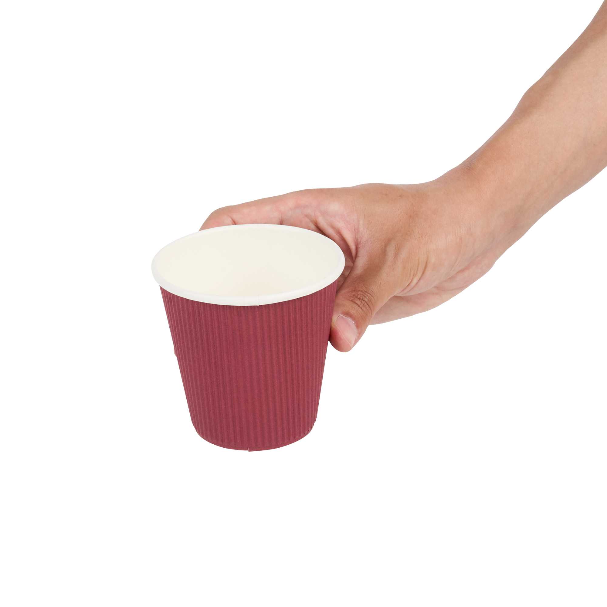 Restpresso 8 oz Crimson Paper Coffee Cup - Ripple Wall - 3 1/2" x 3 1/2" x 3 1/4" - 500 count box