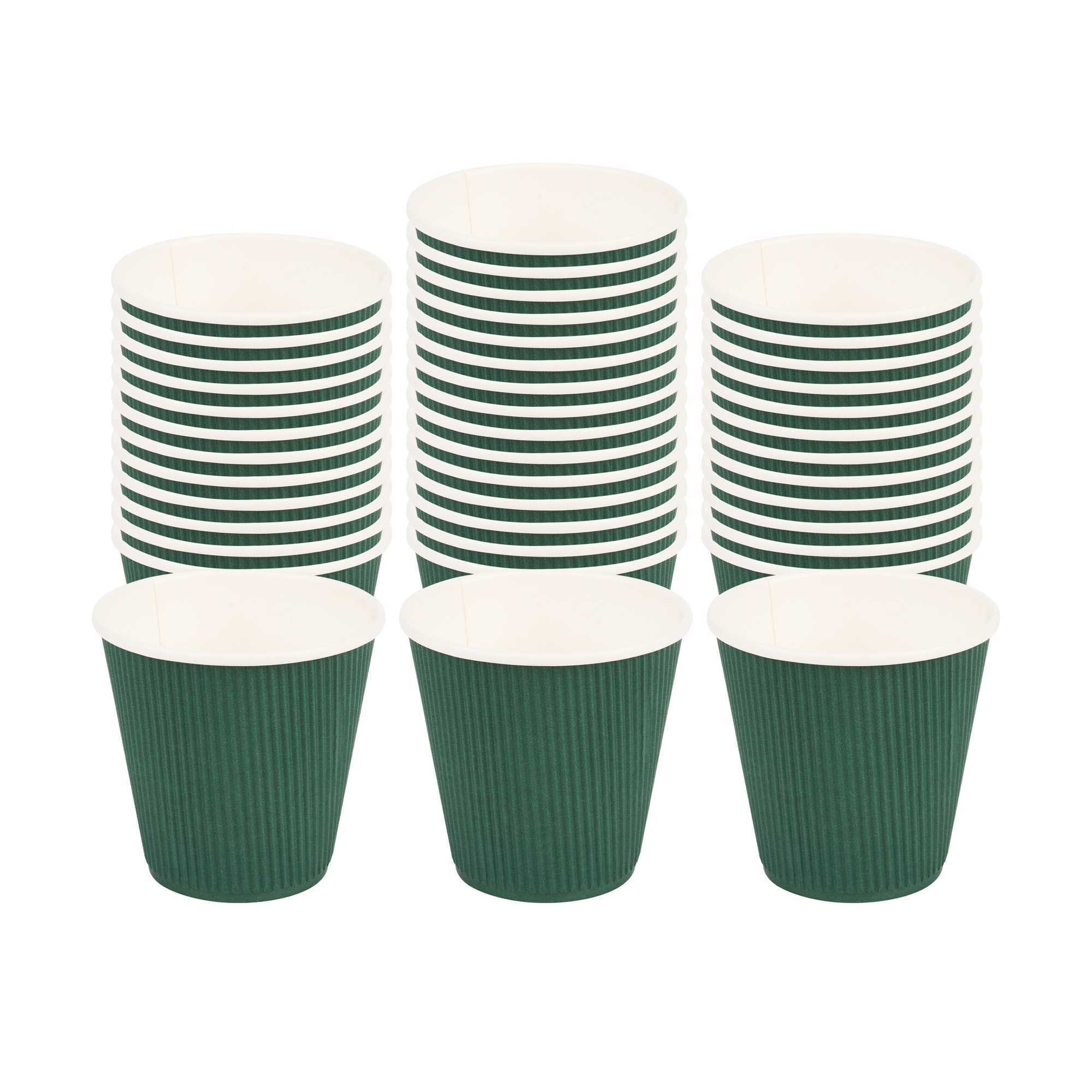 Restpresso 8 oz Forest Green Paper Coffee Cup - Ripple Wall - 3 1/2" x 3 1/2" x 3 1/4" - 25 count box