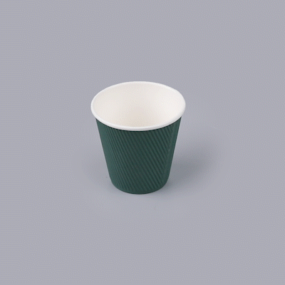 Restpresso 8 oz Forest Green Paper Coffee Cup - Ripple Wall - 3 1/2" x 3 1/2" x 3 1/4" - 500 count box