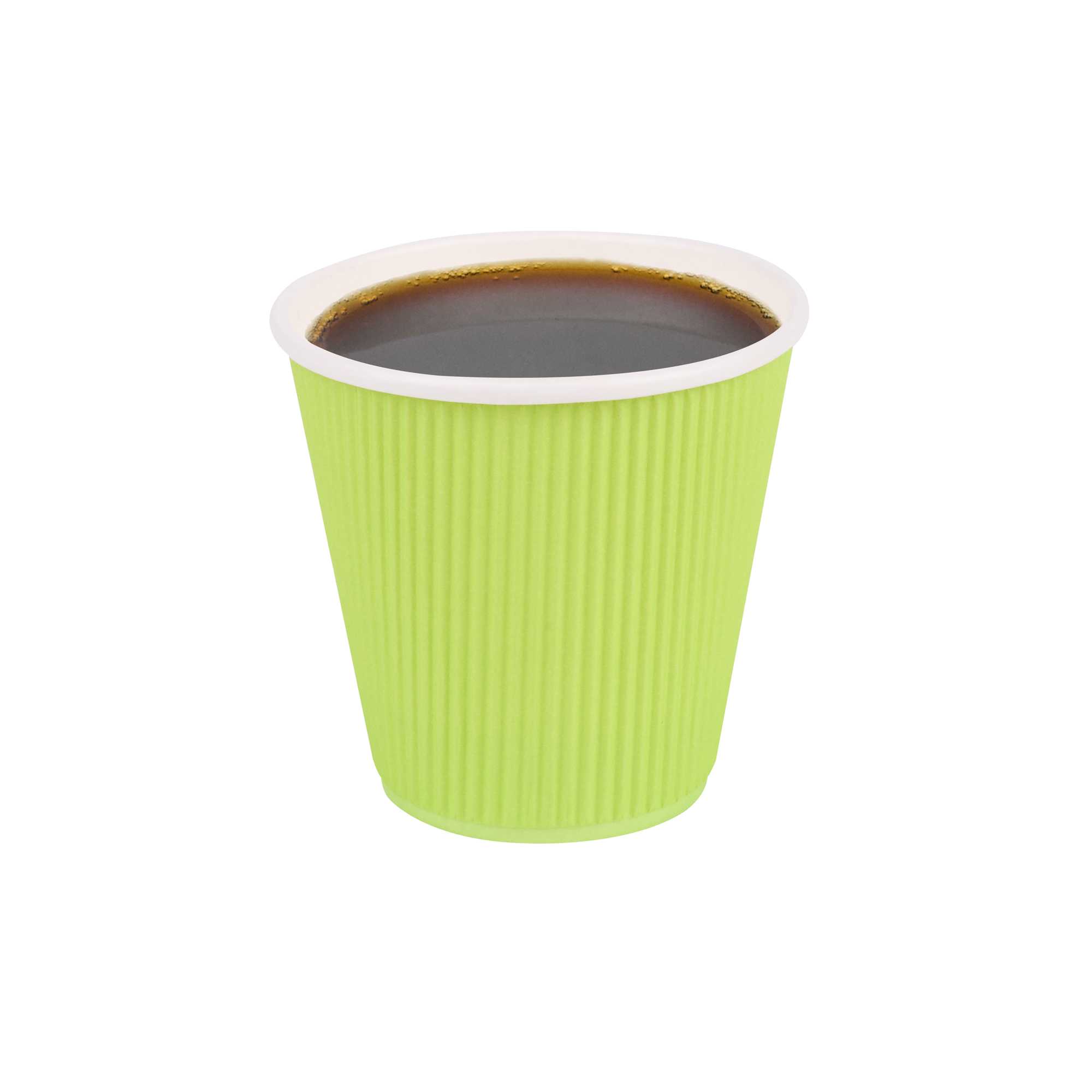 Restpresso 8 oz Eco Green Paper Coffee Cup - Ripple Wall - 3 1/2" x 3 1/2" x 3 1/4" - 500 count box