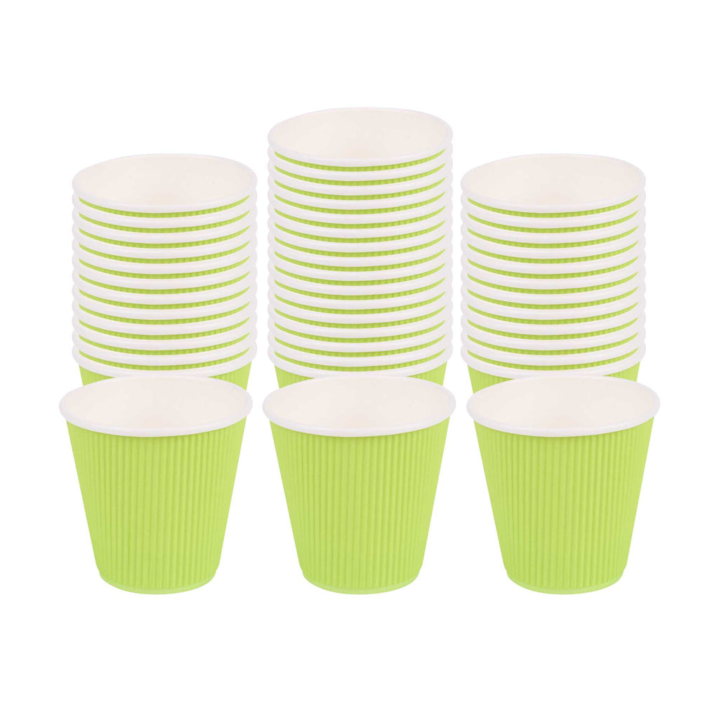 Restpresso 8 oz Eco Green Paper Coffee Cup - Ripple Wall - 3 1/2" x 3 1/2" x 3 1/4" - 500 count box