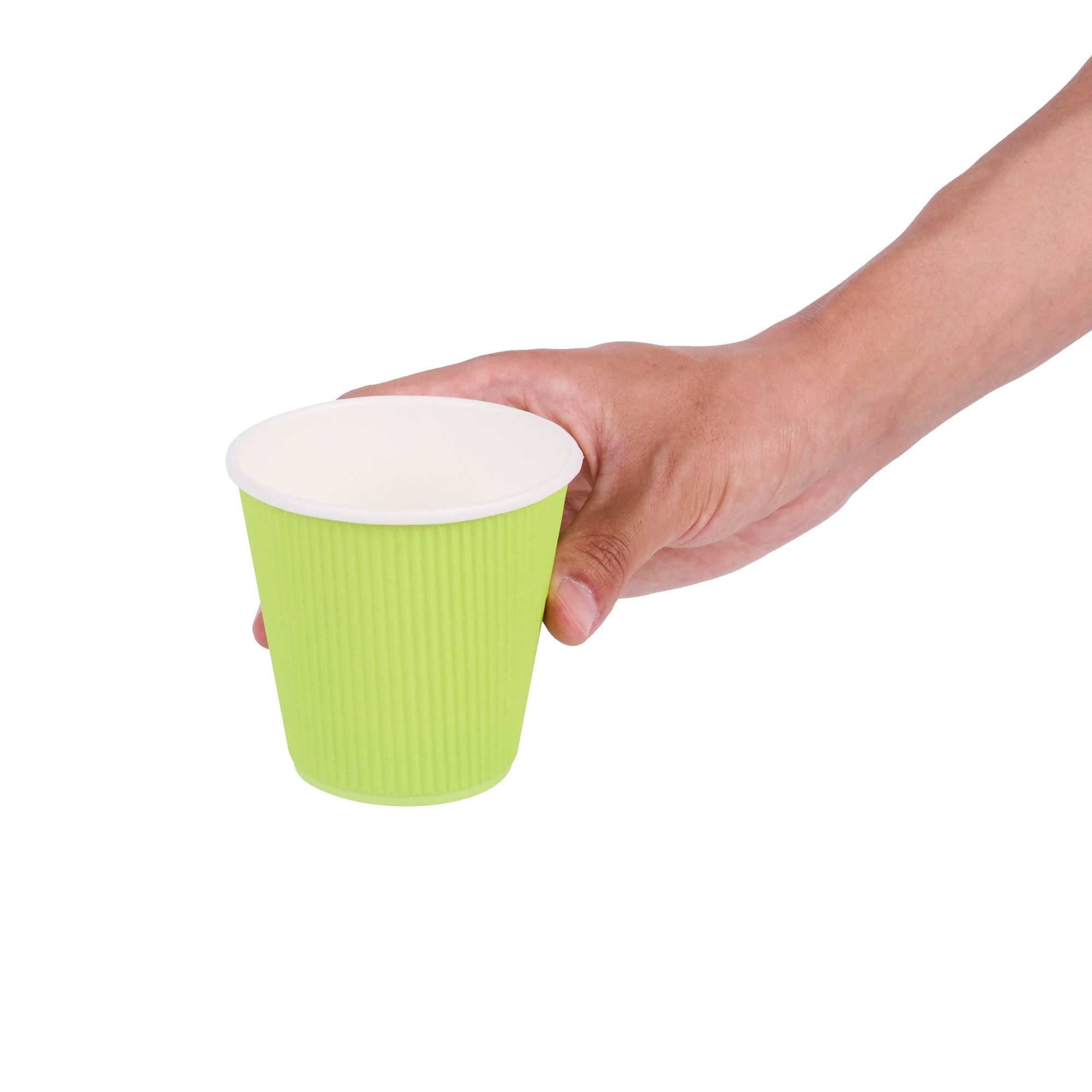 Restpresso 8 oz Eco Green Paper Coffee Cup - Ripple Wall - 3 1/2" x 3 1/2" x 3 1/4" - 500 count box
