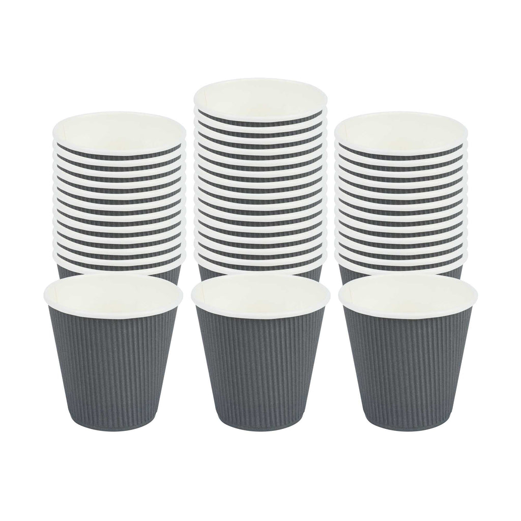 Restpresso 8 oz Gray Paper Coffee Cup - Ripple Wall - 3 1/2" x 3 1/2" x 3 1/4" - 25 count box