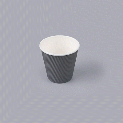Restpresso 8 oz Gray Paper Coffee Cup - Ripple Wall - 3 1/2" x 3 1/2" x 3 1/4" - 25 count box
