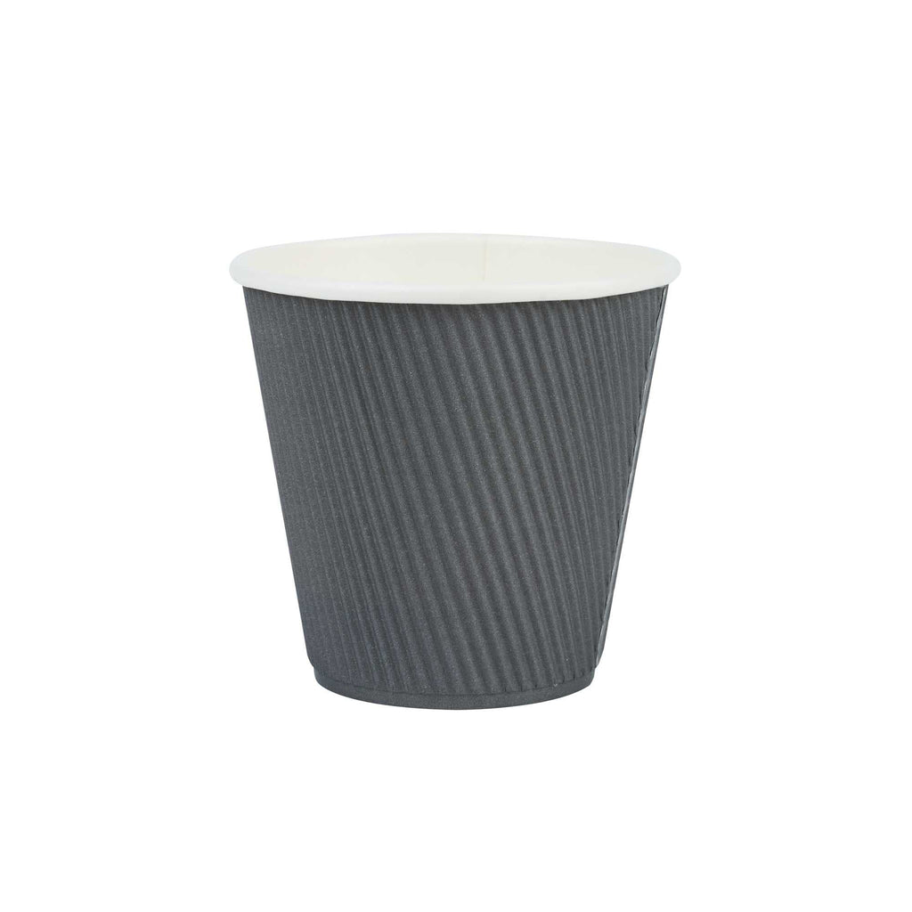 Restpresso 8 oz Gray Paper Coffee Cup - Ripple Wall - 3 1/2" x 3 1/2" x 3 1/4" - 25 count box
