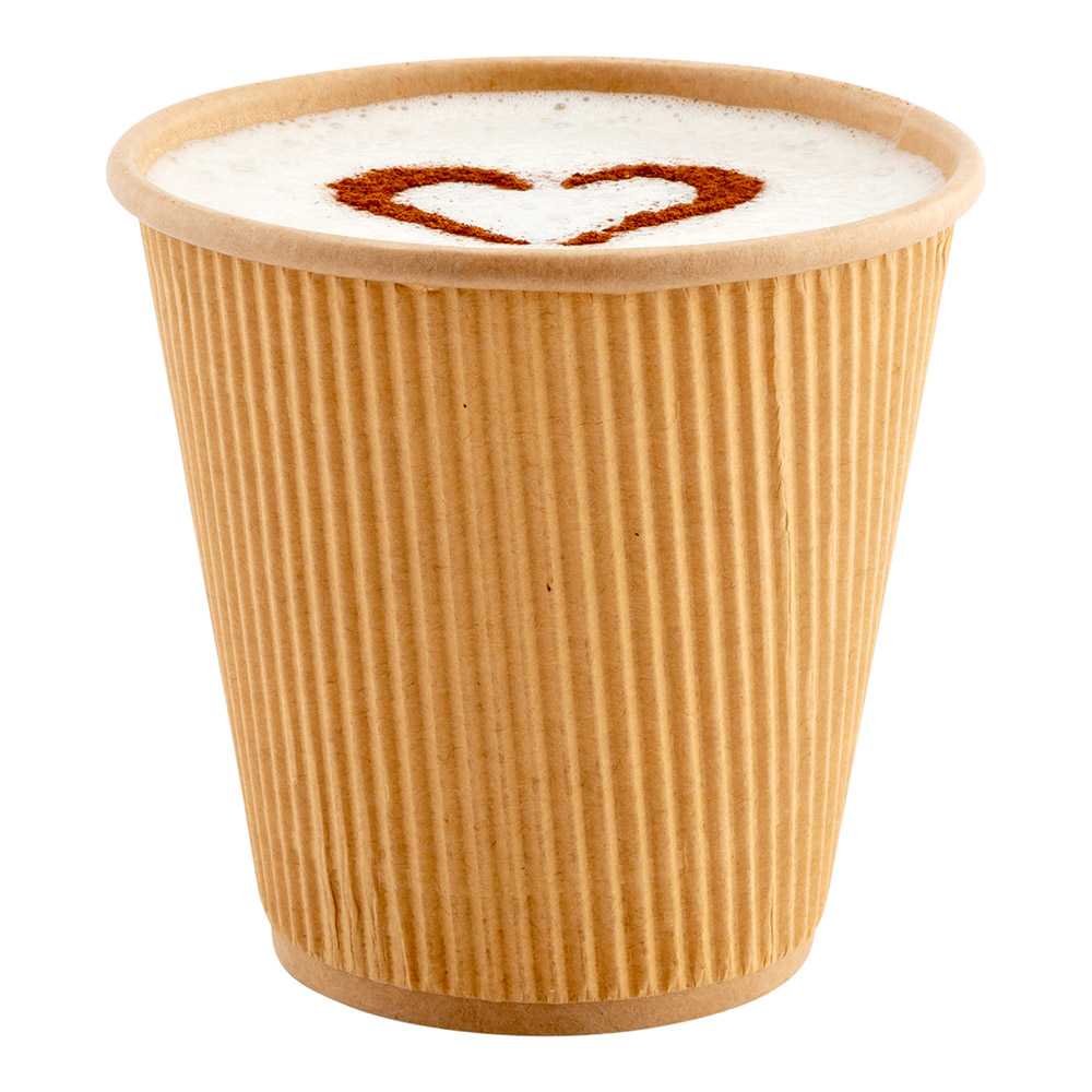 Restpresso 8 oz Kraft Paper Coffee Cup - Ripple Wall - 3 1/2" x 3 1/2" x 3 1/4" - 25 count box