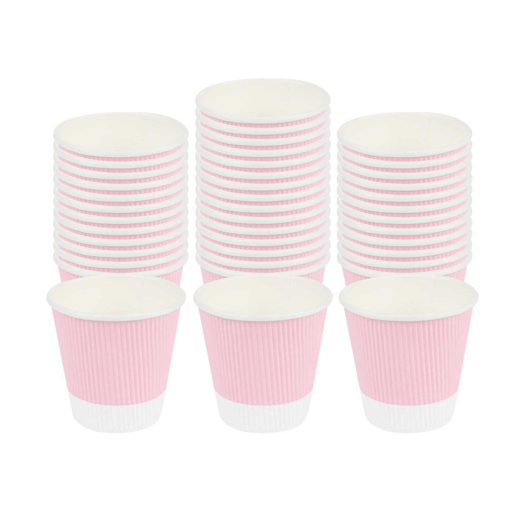 Restpresso 8 oz Light Pink Paper Coffee Cup - Ripple Wall - 3 1/2" x 3 1/2" x 3 1/4" - 25 count box