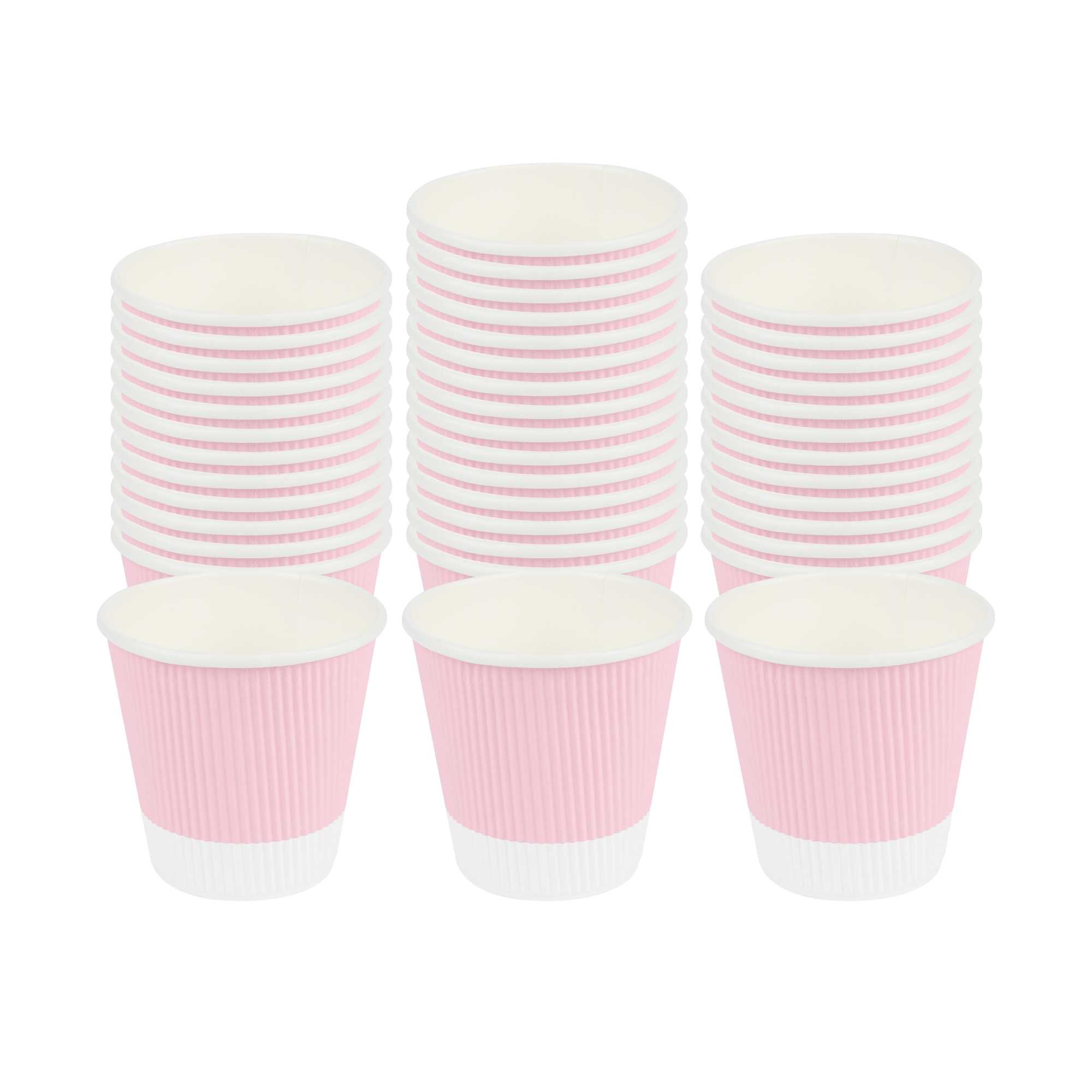 Restpresso 8 oz Light Pink Paper Coffee Cup - Ripple Wall - 3 1/2" x 3 1/2" x 3 1/4" - 25 count box
