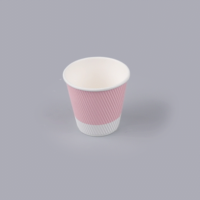 Restpresso 8 oz Light Pink Paper Coffee Cup - Ripple Wall - 3 1/2" x 3 1/2" x 3 1/4" - 25 count box