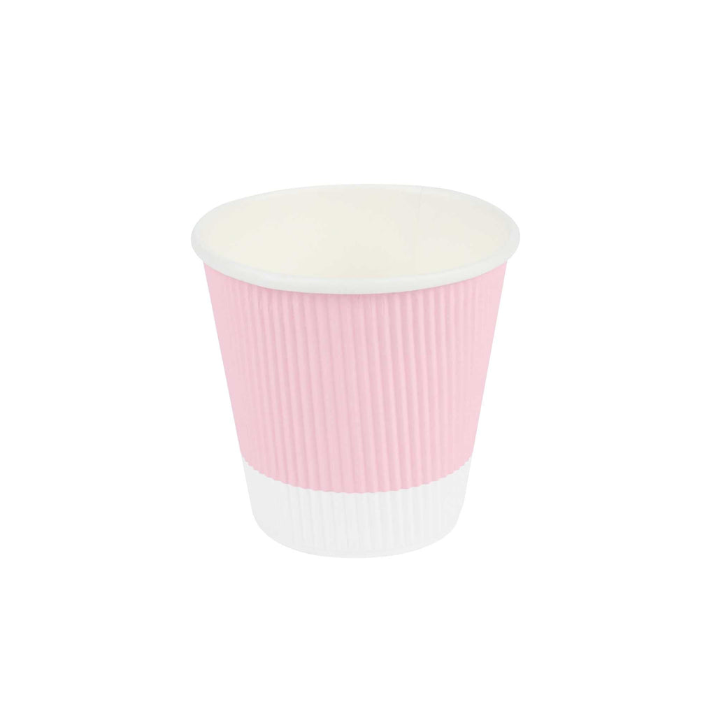Restpresso 8 oz Light Pink Paper Coffee Cup - Ripple Wall - 3 1/2" x 3 1/2" x 3 1/4" - 500 count box