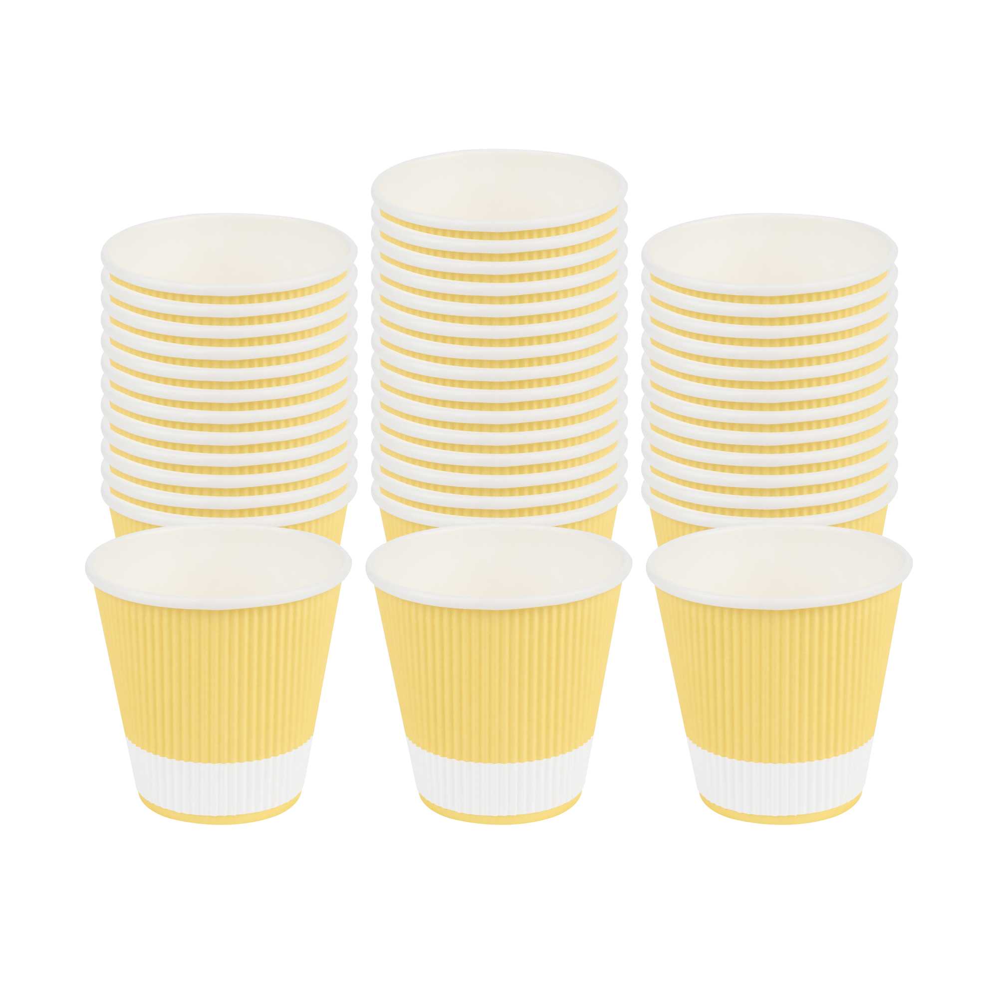 Restpresso 8 oz Light Yellow Paper Coffee Cup - Ripple Wall - 3 1/2" x 3 1/2" x 3 1/4" - 25 count box