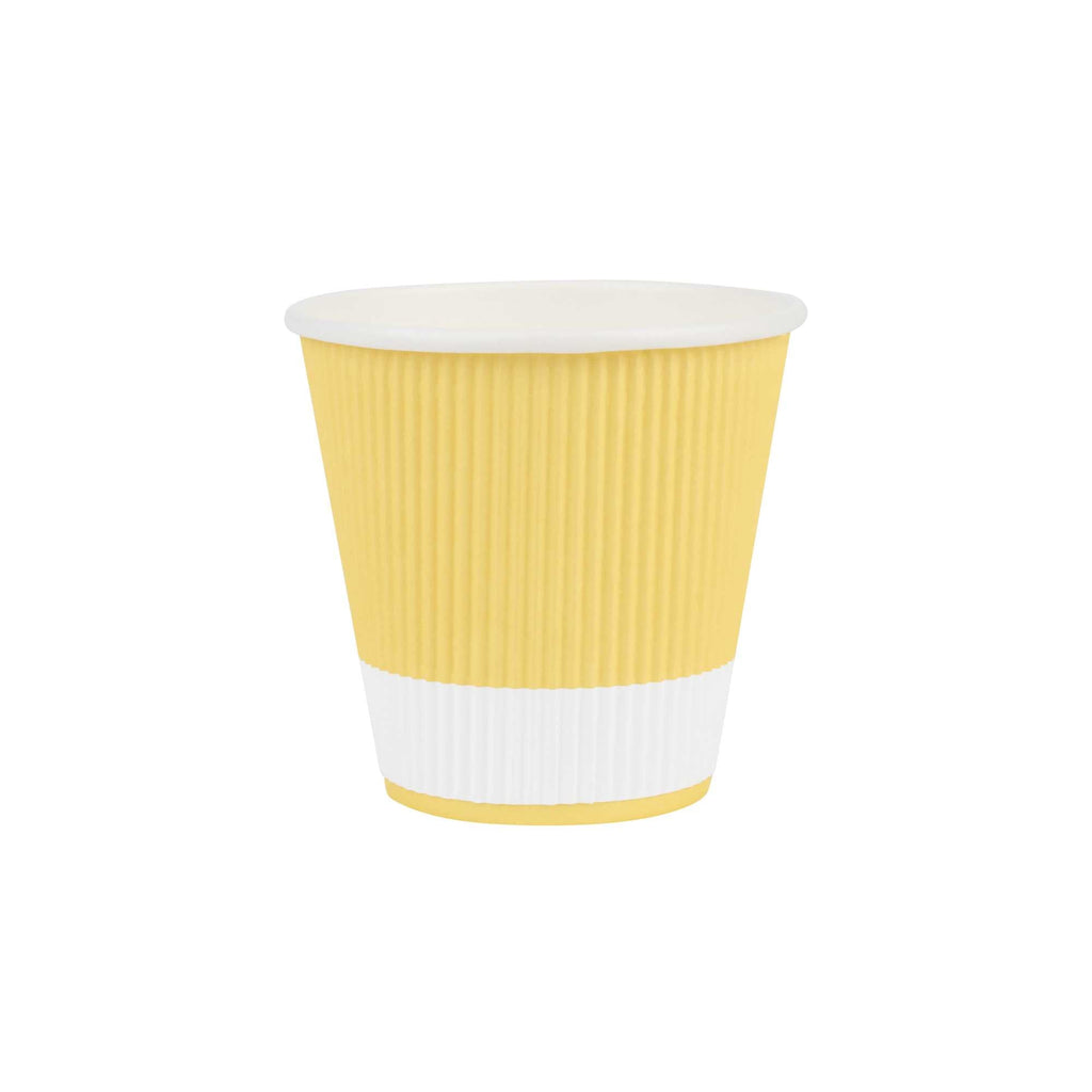 Restpresso 8 oz Light Yellow Paper Coffee Cup - Ripple Wall - 3 1/2" x 3 1/2" x 3 1/4" - 25 count box