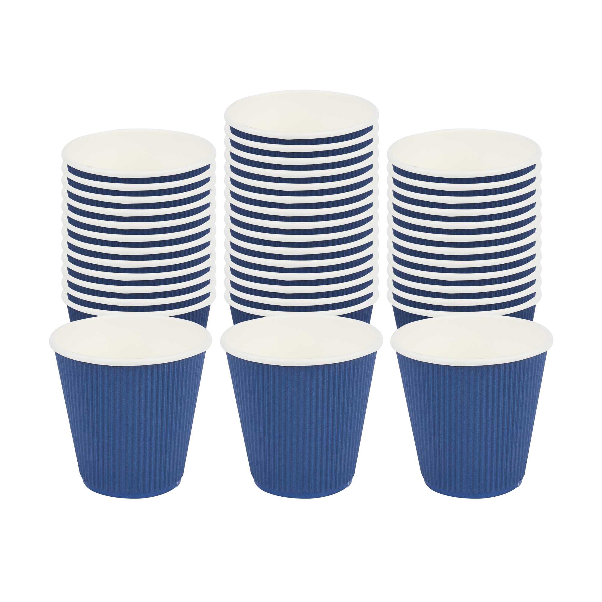 Restpresso 8 oz Midnight Blue Paper Coffee Cup - Ripple Wall - 3 1/2" x 3 1/2" x 3 1/4" - 500 count box