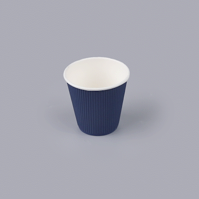 Restpresso 8 oz Midnight Blue Paper Coffee Cup - Ripple Wall - 3 1/2" x 3 1/2" x 3 1/4" - 25 count box