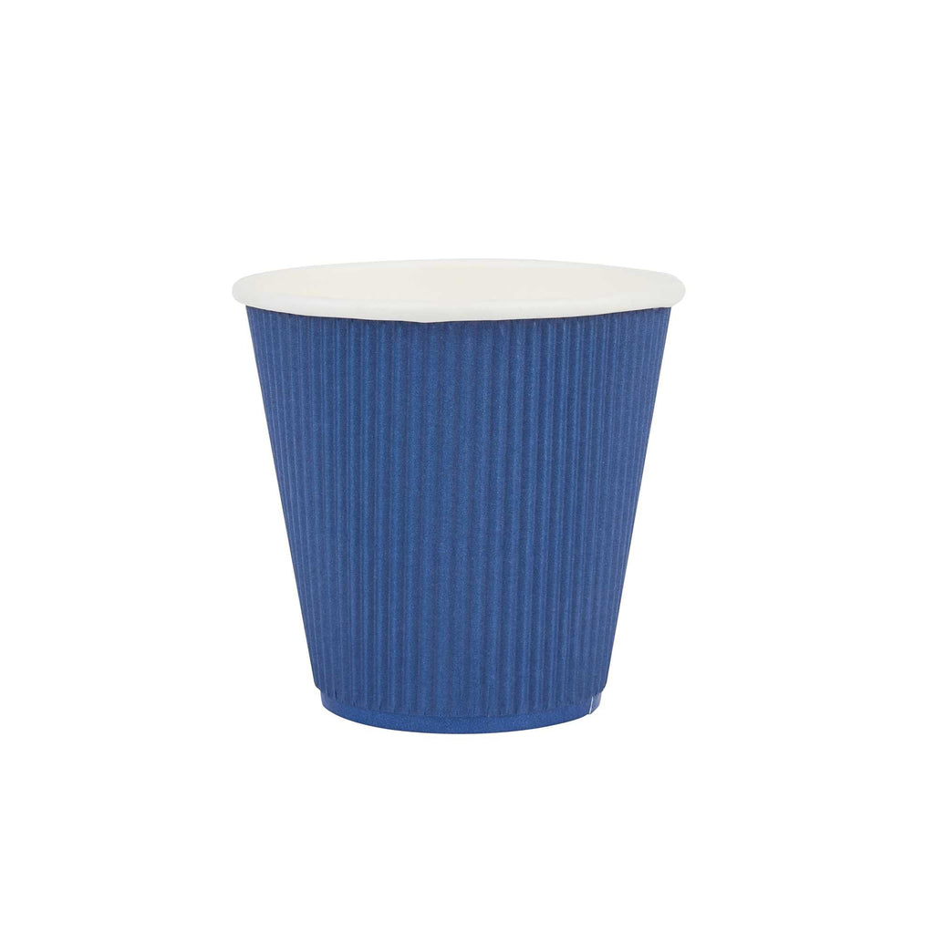 Restpresso 8 oz Midnight Blue Paper Coffee Cup - Ripple Wall - 3 1/2" x 3 1/2" x 3 1/4" - 500 count box