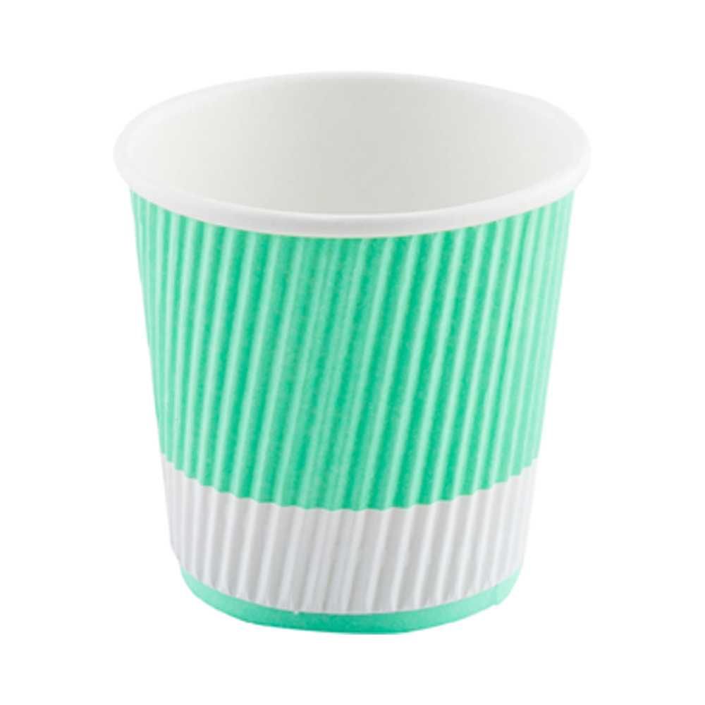 Restpresso 8 oz Light Green Paper Coffee Cup - Ripple Wall - 3 1/2" x 3 1/2" x 3 1/4" - 25 count box
